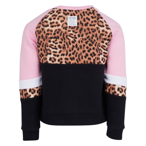 Leopard II Print Panel Crew - Hot Pink