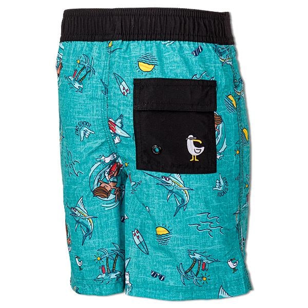 Boys Board Shorts - Surf Adventure - Teal