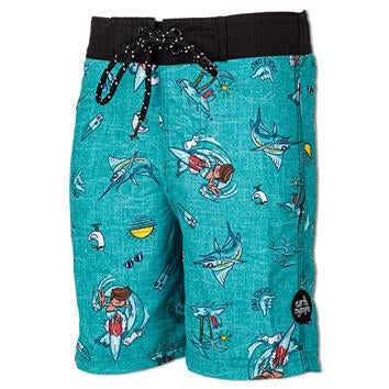 Boys Board Shorts - Surf Adventure - Teal