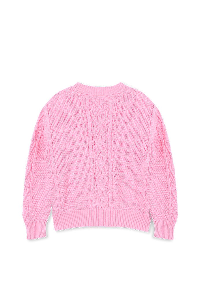 Cable Knit Cardigan - Pink