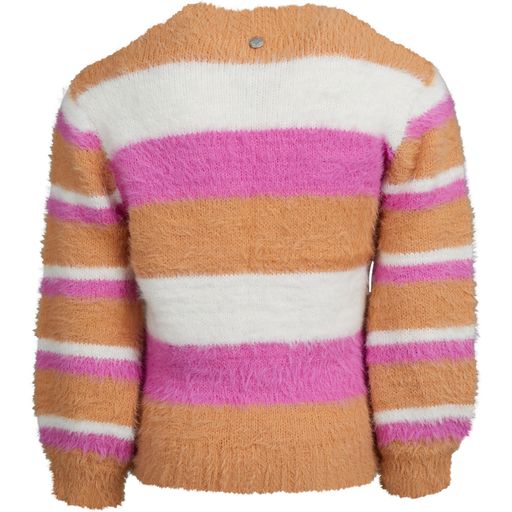 Wednesday Knit - Girls Jumper - Pink, Tan & White Stripe